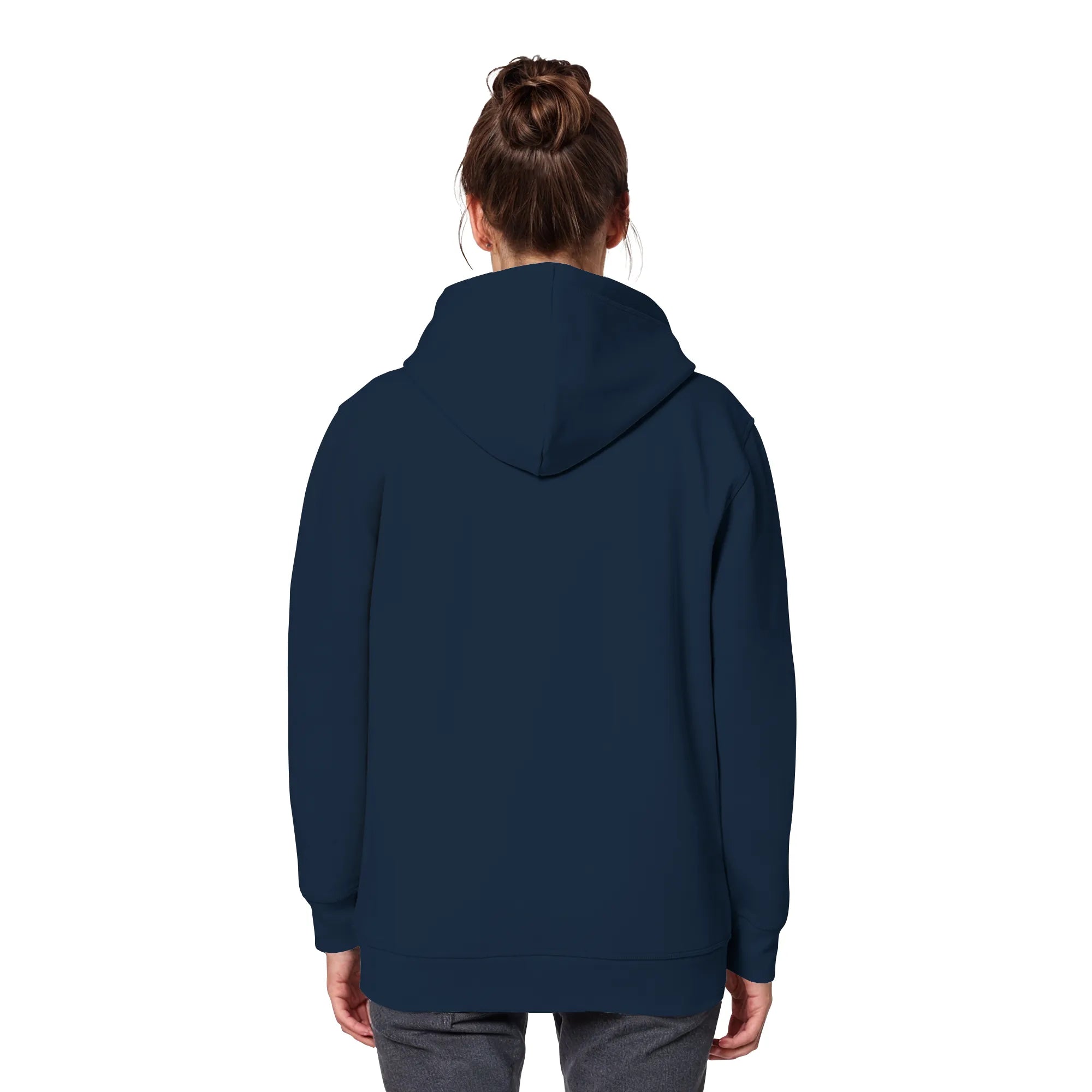 Organic Basic Hoodie-French Navy Back | MagicPetPrint-Overlay