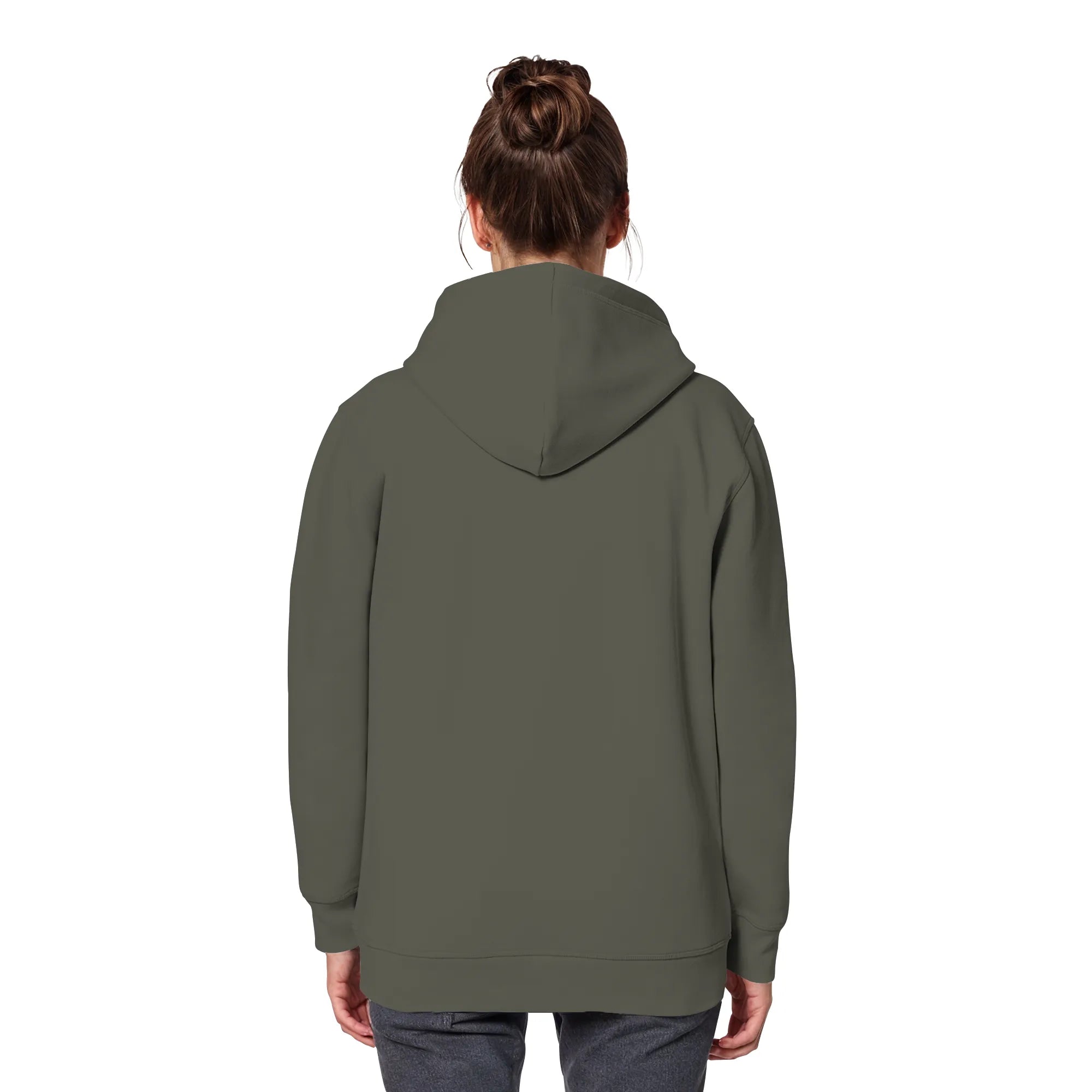 Organic Basic Hoodie-Khaki Back | MagicPetPrint-Overlay