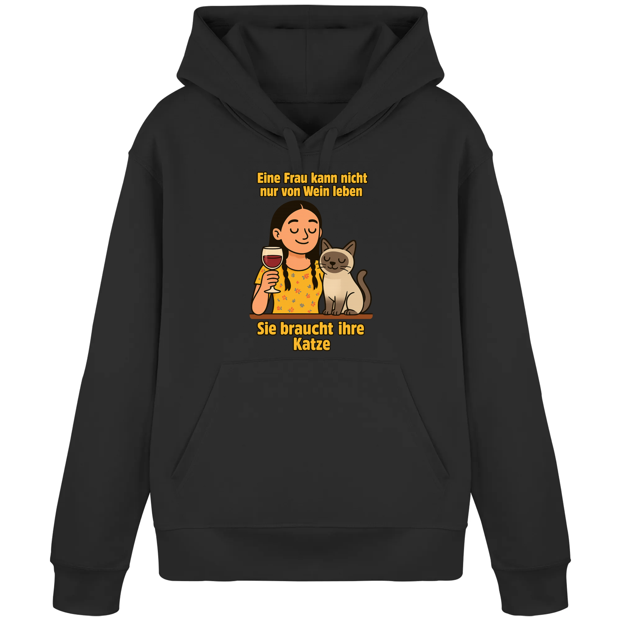 Eine Frau kann nicht nur von Wein leben sie braucht ihre Katze | Hoodie _collection