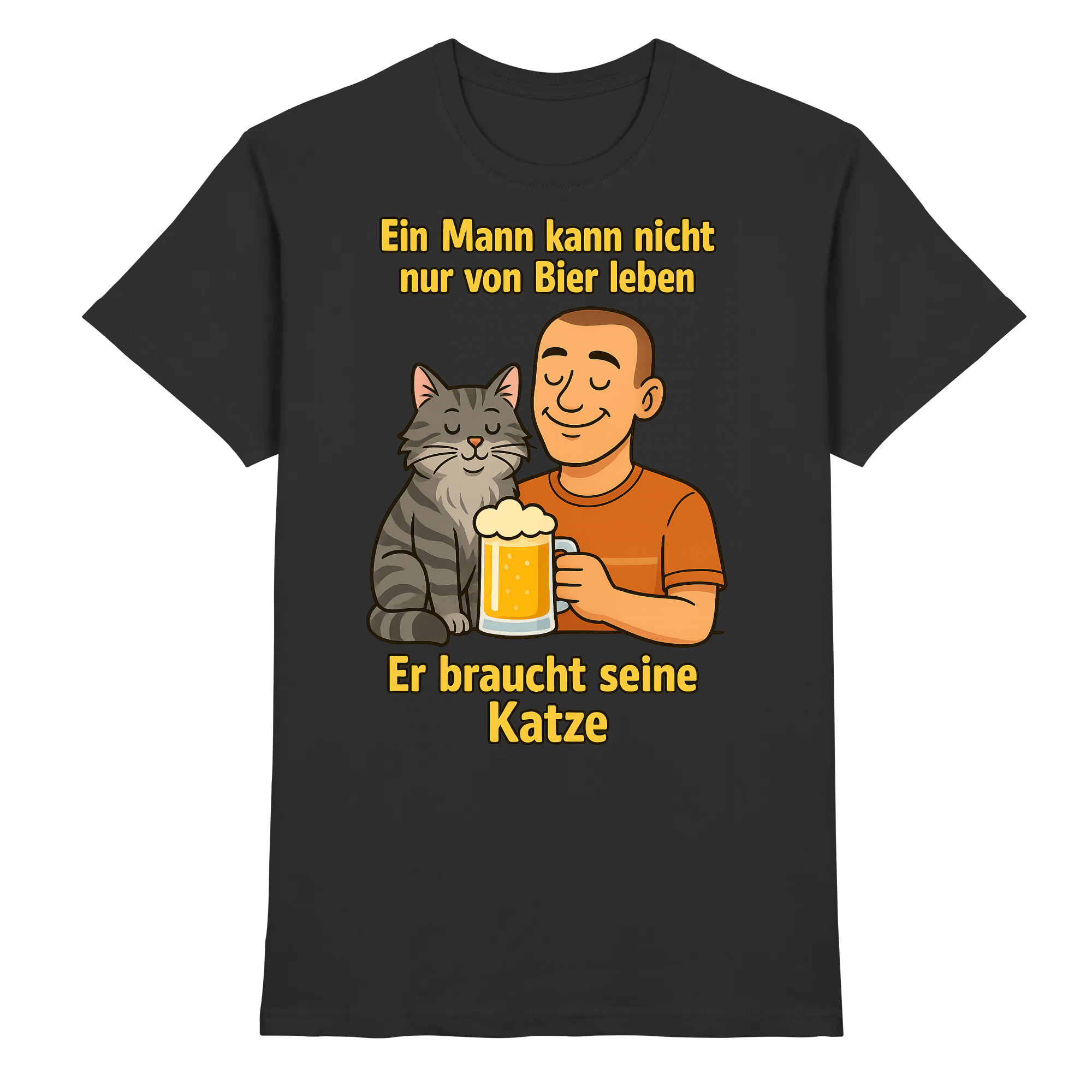 Ein Mann kann nicht nur von Bier leben er braucht seine Katze | T-Shirt_collection