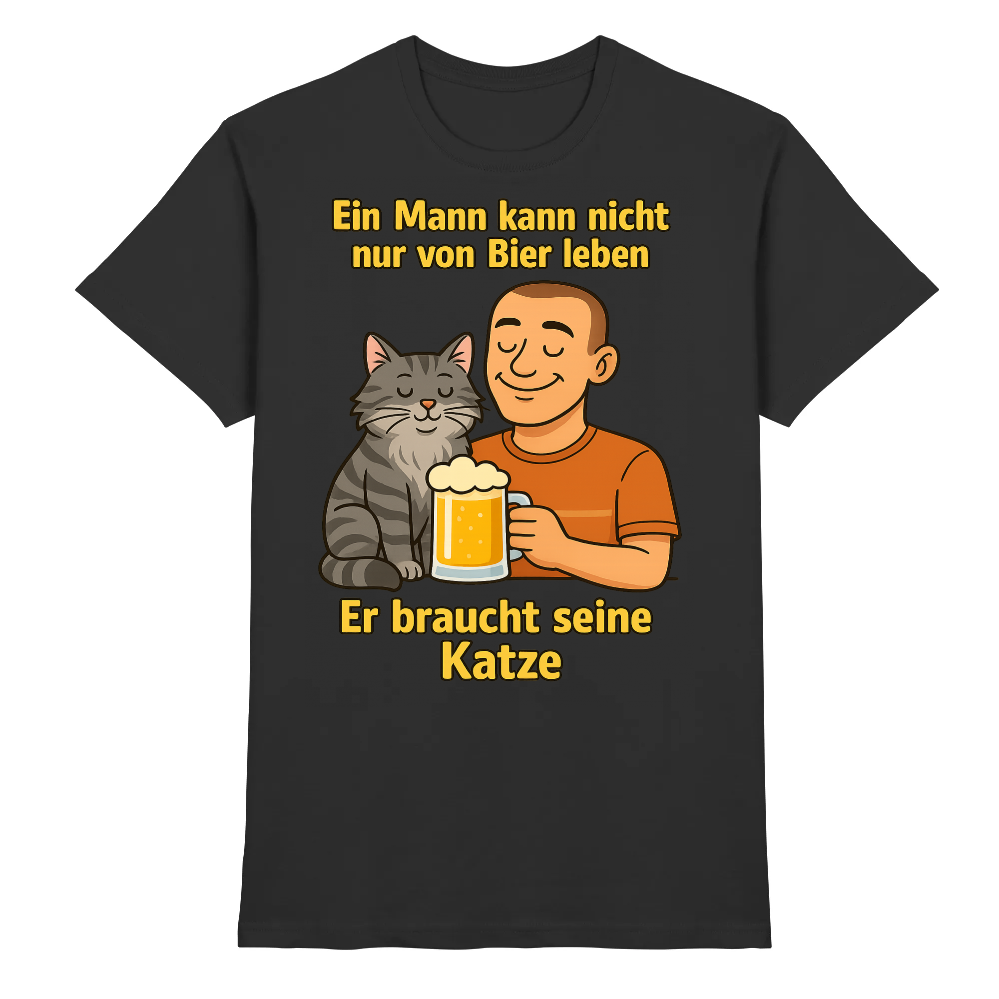 Ein Mann kann nicht nur von Bier leben er braucht seine Katze | T-Shirt_collection_collection