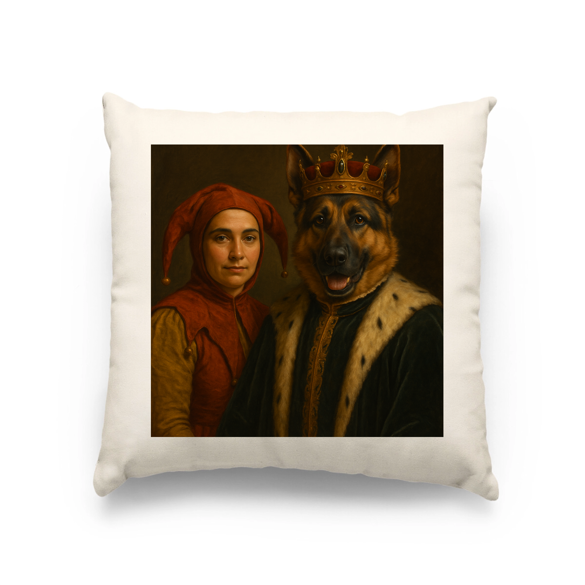 Königliches Ölgemälde mit Hofnarr | Kissen _collection
